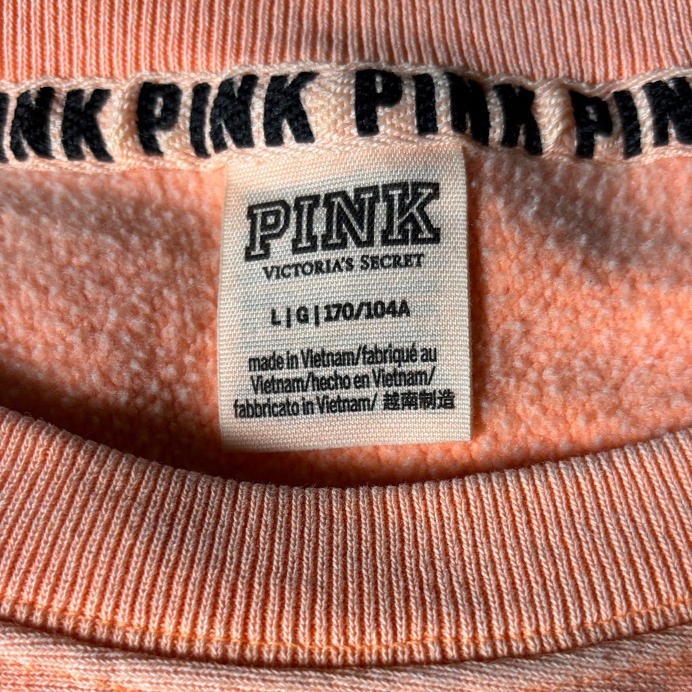 PINK Victoria's Secret womens Coral Crewneck Sweater bright peach color - Picture 3 of 4